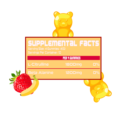 Beta Bears | Strawnana Flavored Pump Gummy | 40 Gummies, 10 Servings