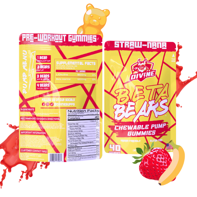 Beta Bears | Strawnana Flavored Pump Gummy | 40 Gummies, 10 Servings