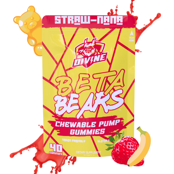 Beta Bears | Strawnana Flavored Pump Gummy | 40 Gummies, 10 Servings